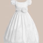 Classic White Taffeta Communion Dress with Flower - One Small Child