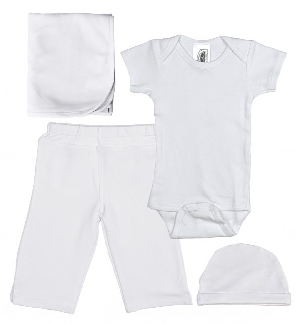 Boys Five-Piece Bamboo Layette Set in Blue or White - One Small Child