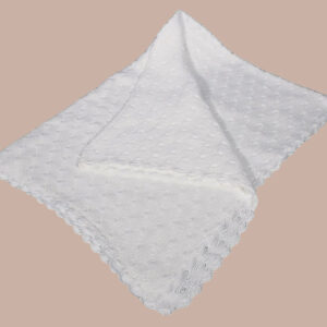 Hand Crochet White Cotton Shawl Blanket with Raindrop Wavy Pattern