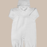 Boy’s Soft Cotton Knit Christening Baptism Longall w/ White, Blue, OR Gold Cross and Hat