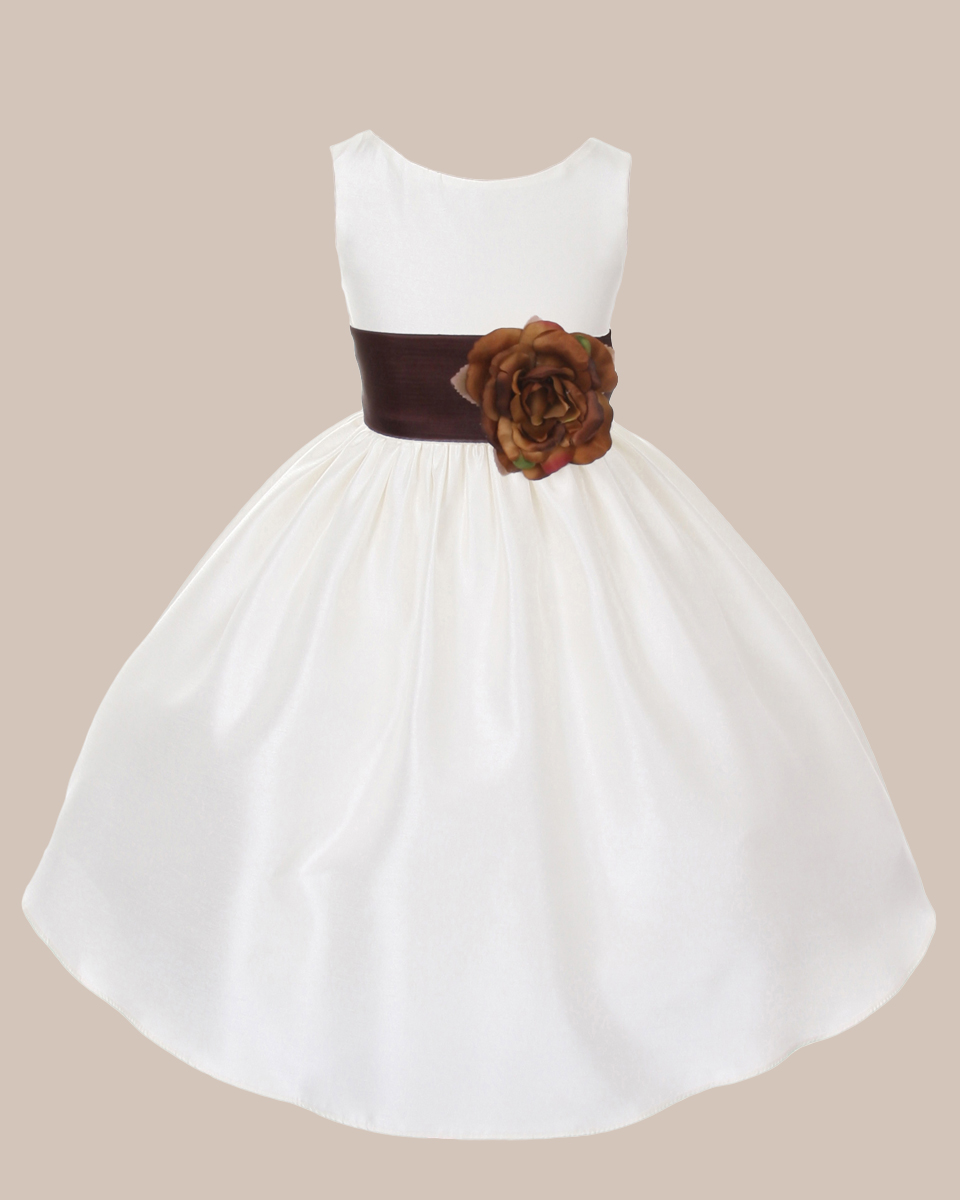 KD-204 Flower Girl Dress Ivory Chocolate - One Small Child