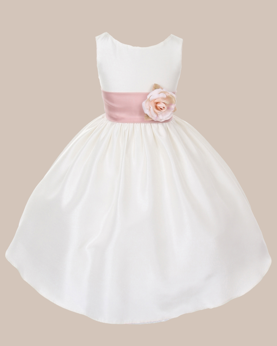 KD-204 Flower Girl Dress Ivory Dusty Rose - One Small Child