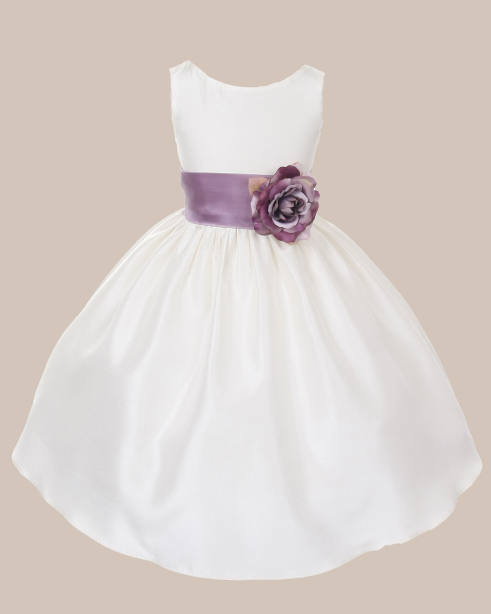 KD-204 Flower Girl Dress Ivory Lilac - One Small Child