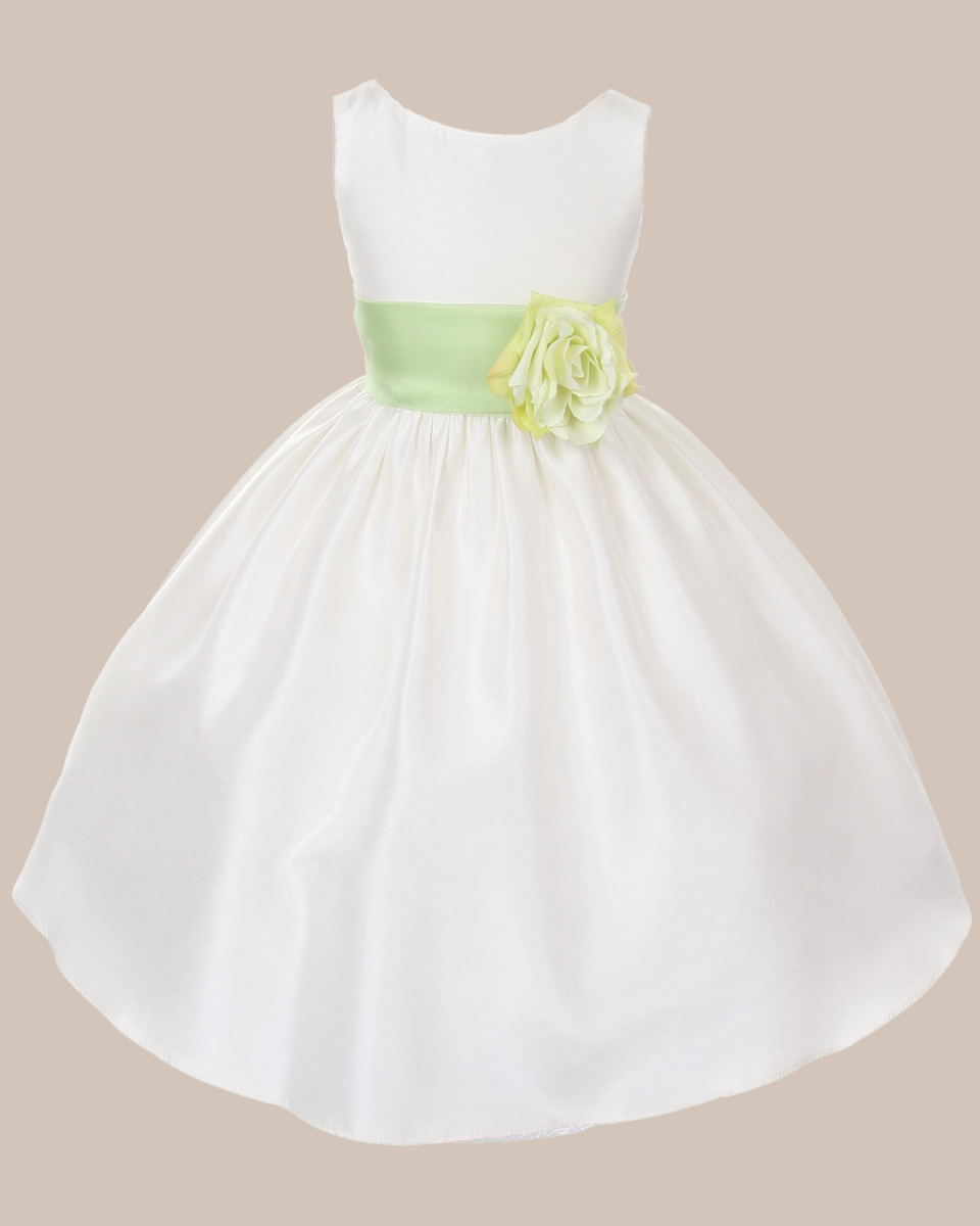 KD-204 Flower Girl Dress Ivory Lime - One Small Child