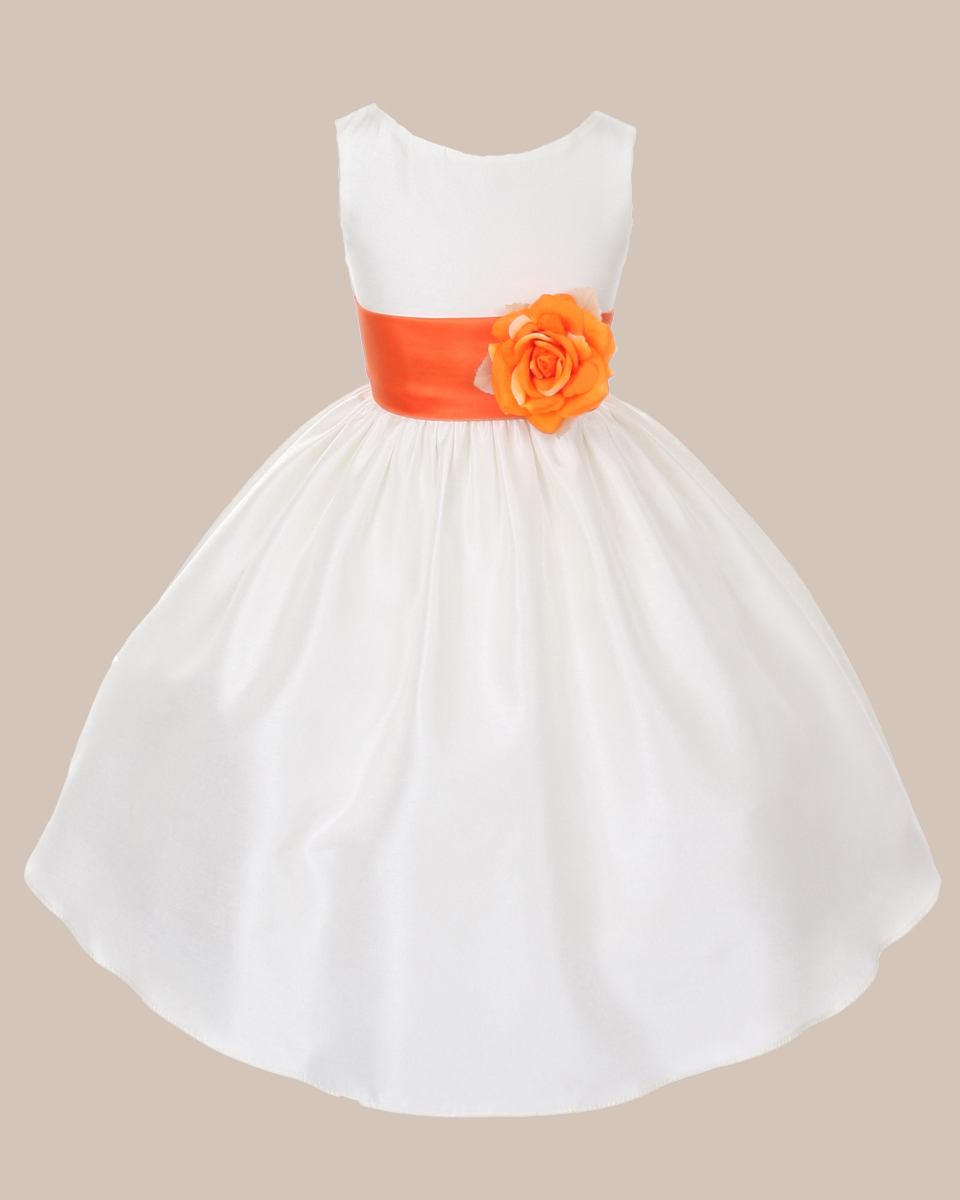 KD-204 Flower Girl Dress Ivory Orange - One Small Child