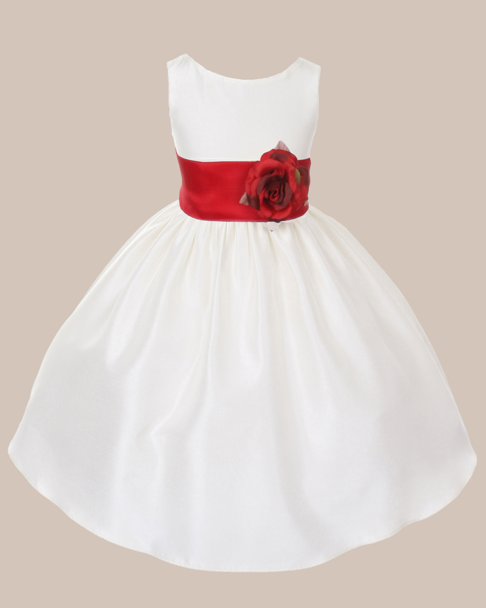 KD-204 Flower Girl Dress Ivory Red - One Small Child