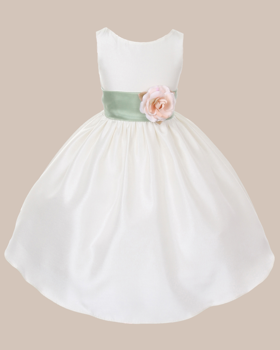 KD-204 Flower Girl Dress Ivory Sage - One Small Child