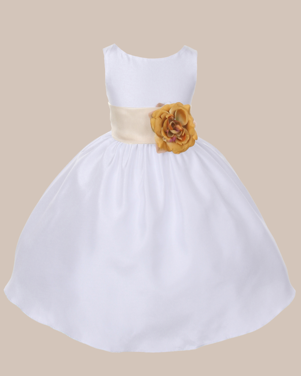 KD-204 Flower Girl Dress White Champagne - One Small Child