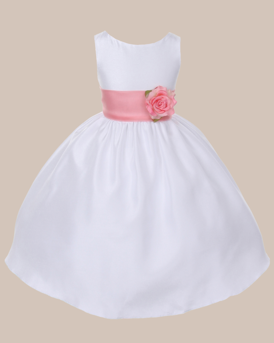 KD-204 Flower Girl Dress White Coral - One Small Child