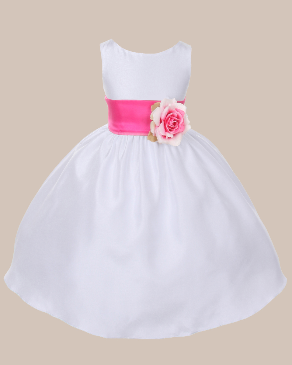 KD-204 Flower Girl Dress White Fuchsia - One Small Child