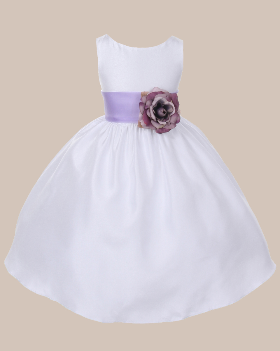 KD-204 Flower Girl Dress White Lilac - One Small Child