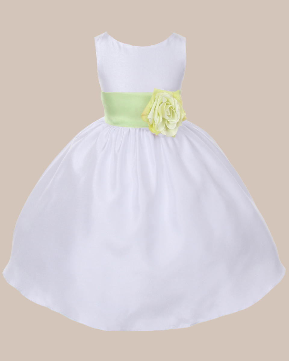 KD-204 Flower Girl Dress White Lime - One Small Child
