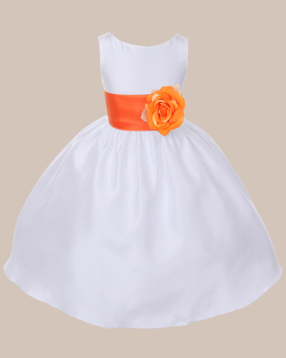 KD-204 Flower Girl Dress White Orange - One Small Child
