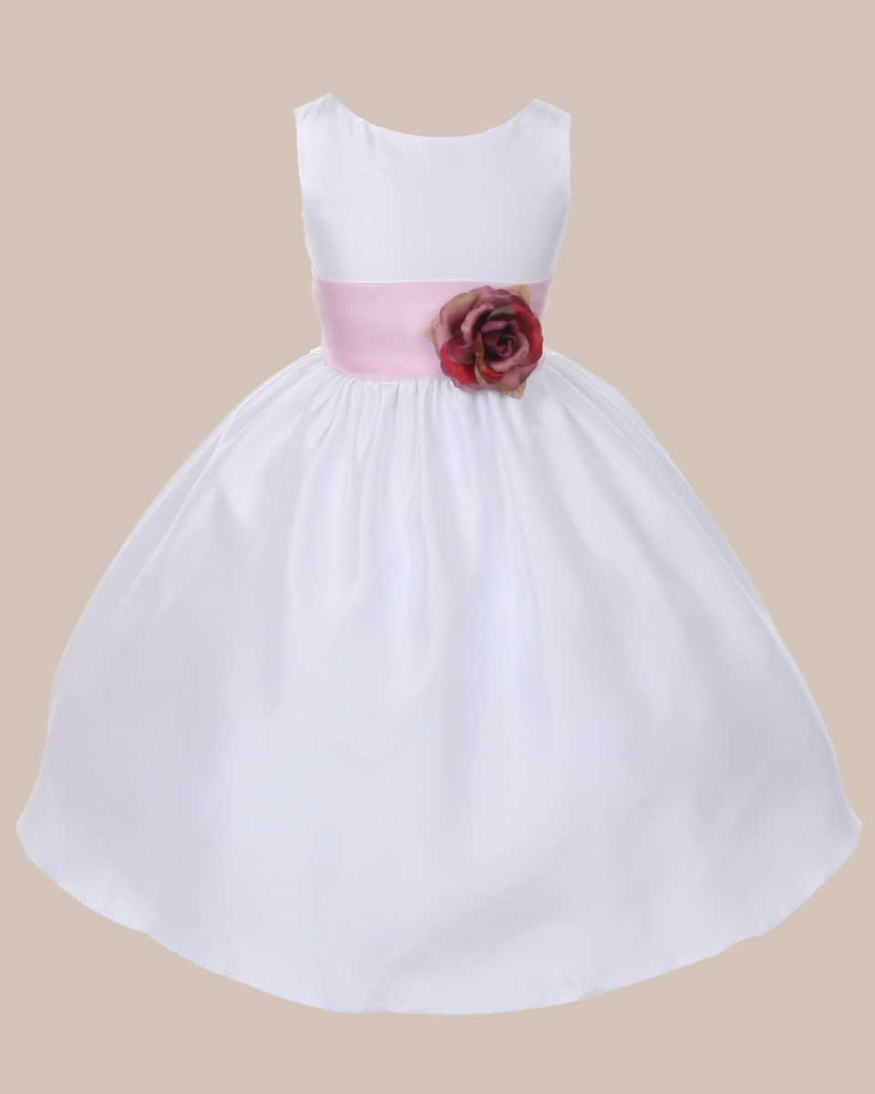 KD-204 Flower Girl Dress White Pink - One Small Child