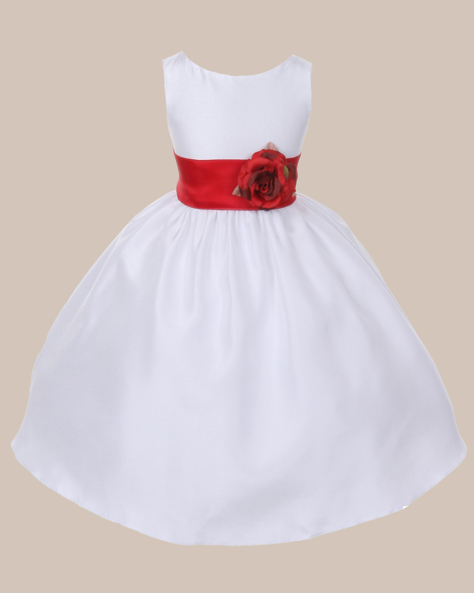 KD-204 Flower Girl Dress White Red - One Small Child