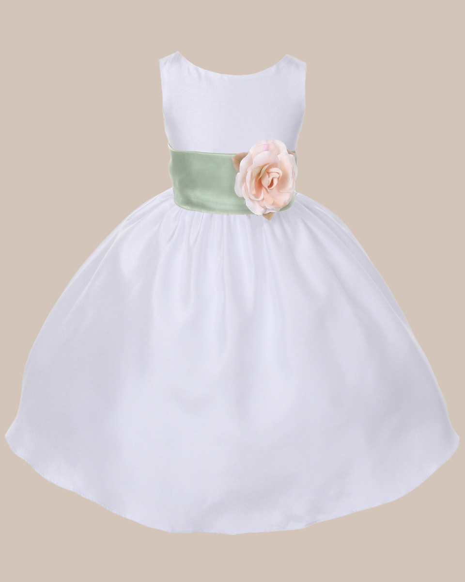 KD-204 Flower Girl Dress White Sage - One Small Child