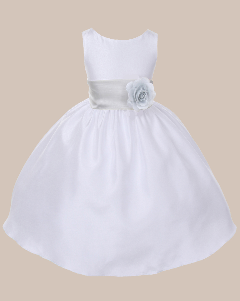 KD-204 Flower Girl Dress White Silver - One Small Child
