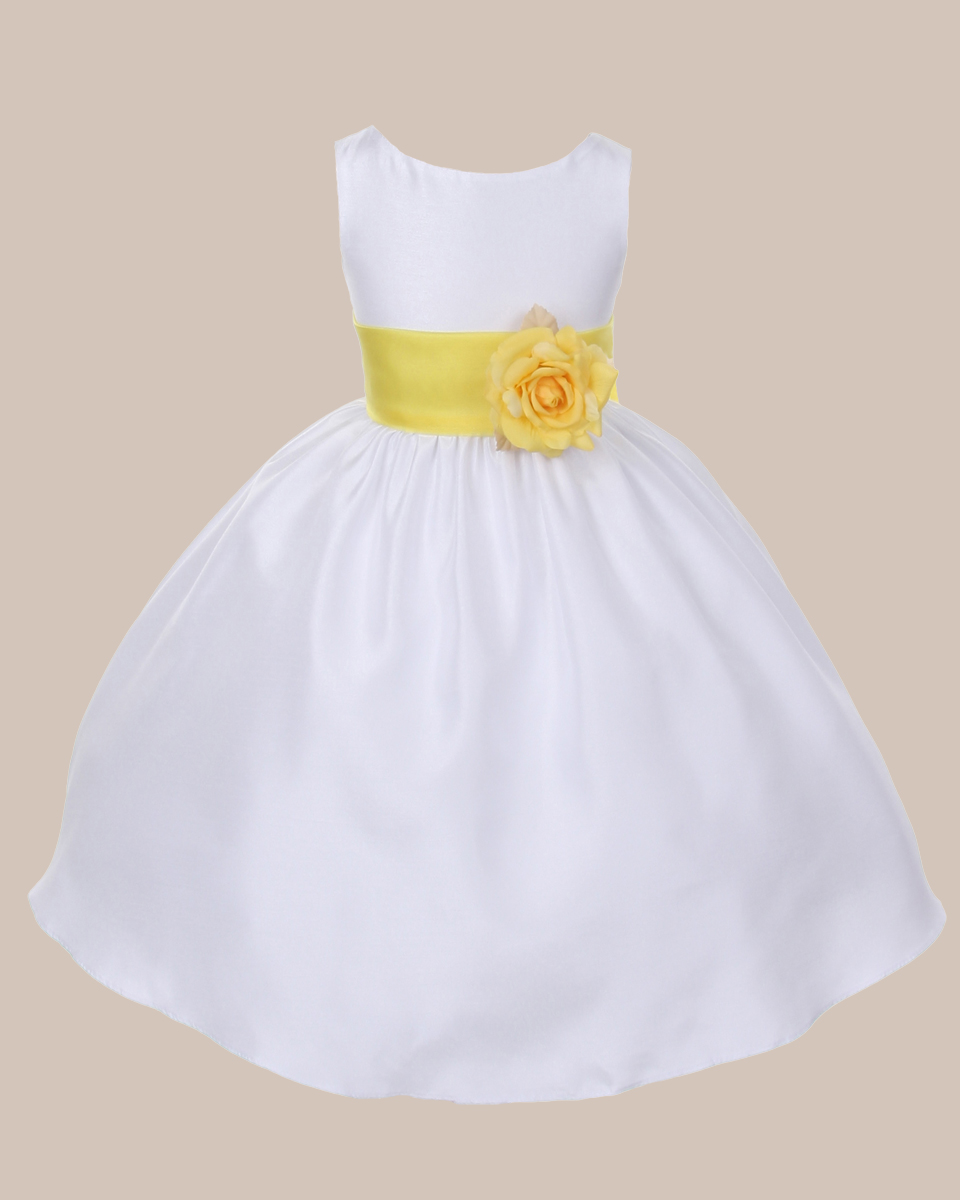 KD-204 Flower Girl Dress White Yellow - One Small Child