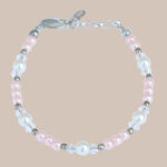 Adjustable Pink Pearl, Crystal and Sterling Silver Bracelet - One Small Child
